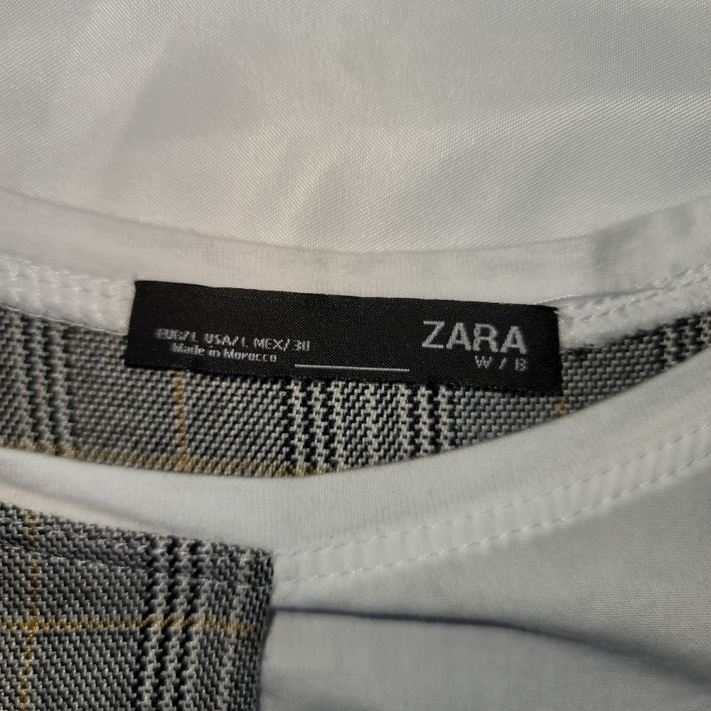 Zara Black and White Asymmetrical Long Sleeve Blouse - Picture 5 of 8